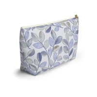 Cherry Plum Leaves Accessory Pouch w T-bottom in Blue